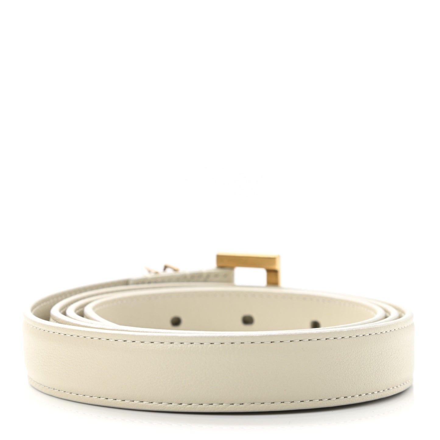 Smooth Calfskin Monogram Square Buckle Belt 95 White