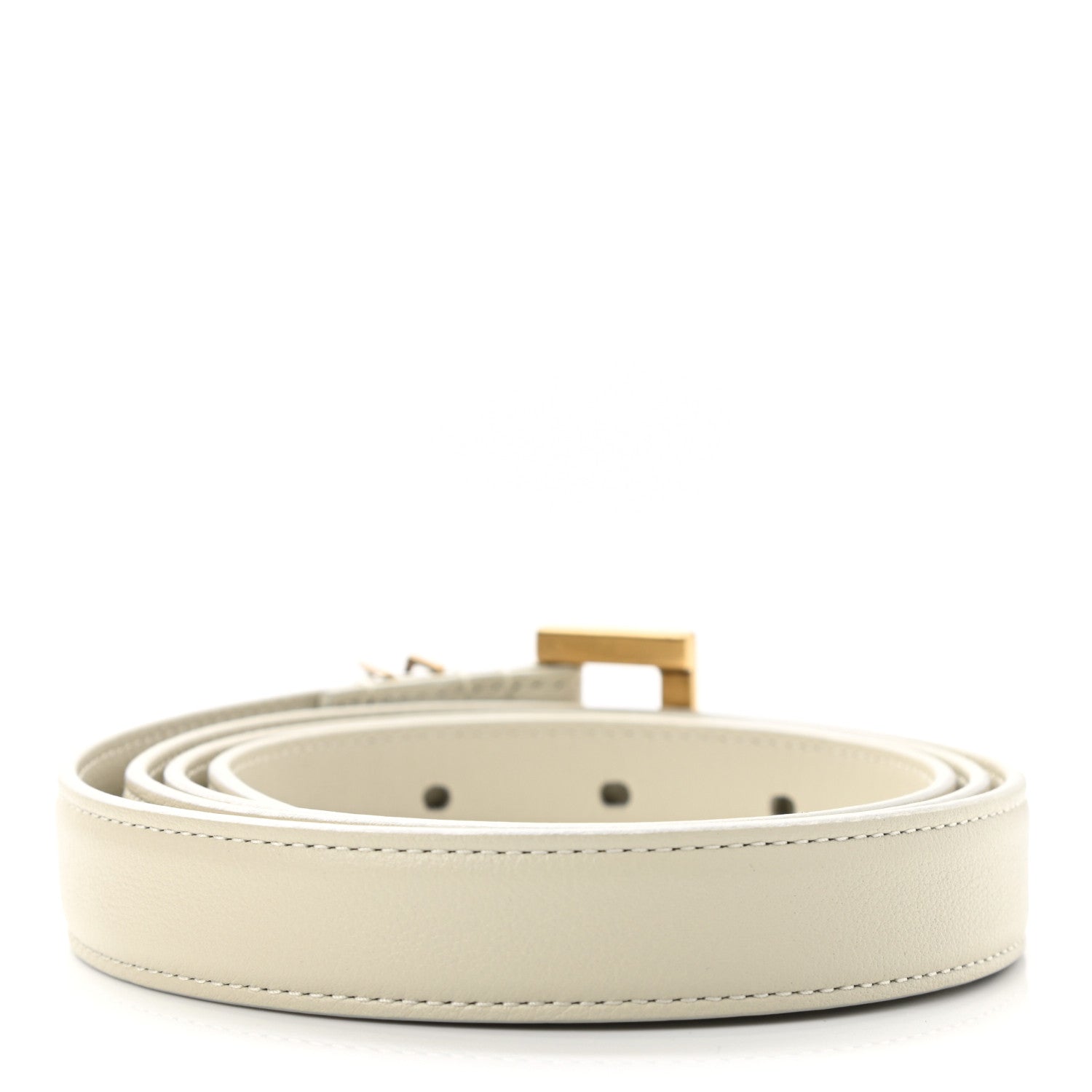 Saint Laurent Smooth Calfskin Monogram Square Buckle Belt 95 White 2 of 6