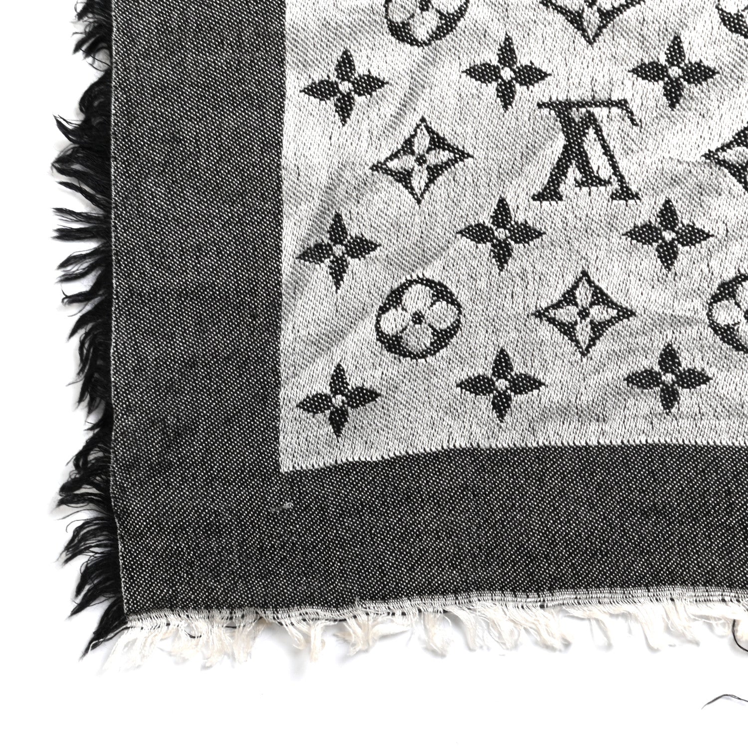Louis Vuitton Silk Wool Monogram Denim Shawl Black 2 of 5