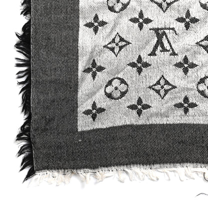 Louis Vuitton Silk Wool Monogram Denim Shawl Black 2 of 5