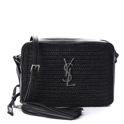 Saint Laurent Raffia Calfskin Monogram Lou Camera Bag Black 1 of 10