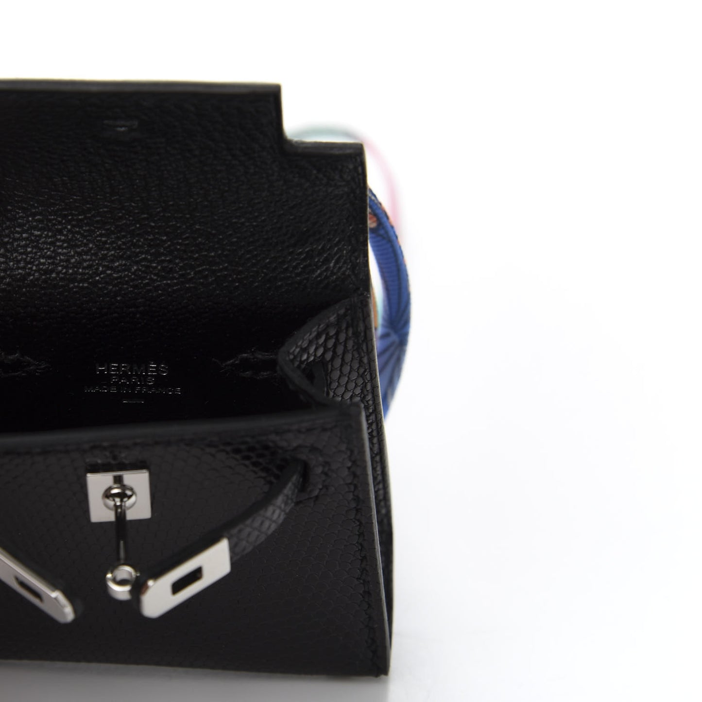 Lizard Mini Kelly Twilly Bag Charm Black