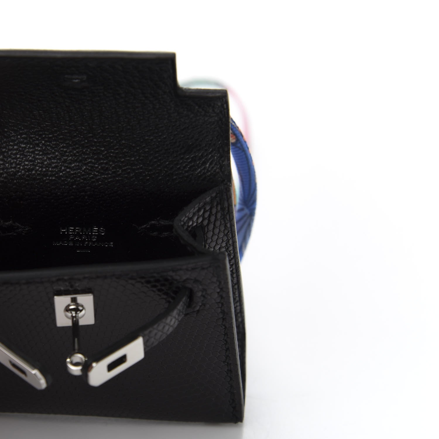 Hermes Lizard Mini Kelly Twilly Bag Charm Black 5 of 6