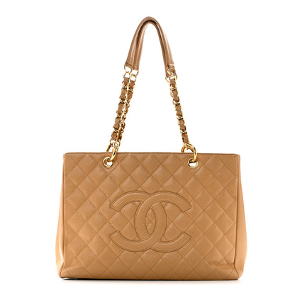 Chanel Caviar Quilted Grand Shopping Tote GST Dark Beige 1 of 10