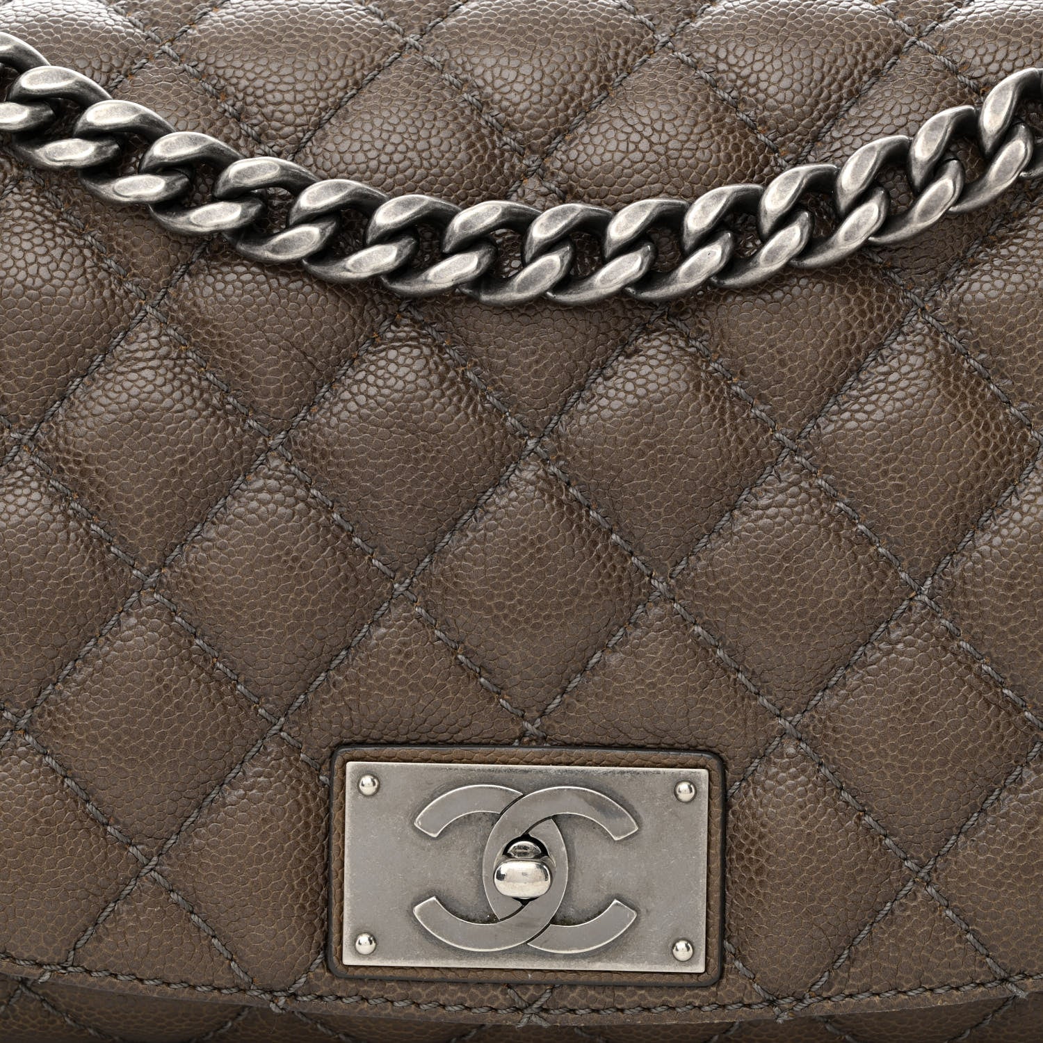 Chanel Glazed Caviar Medium Flap Khaki 9 of 14