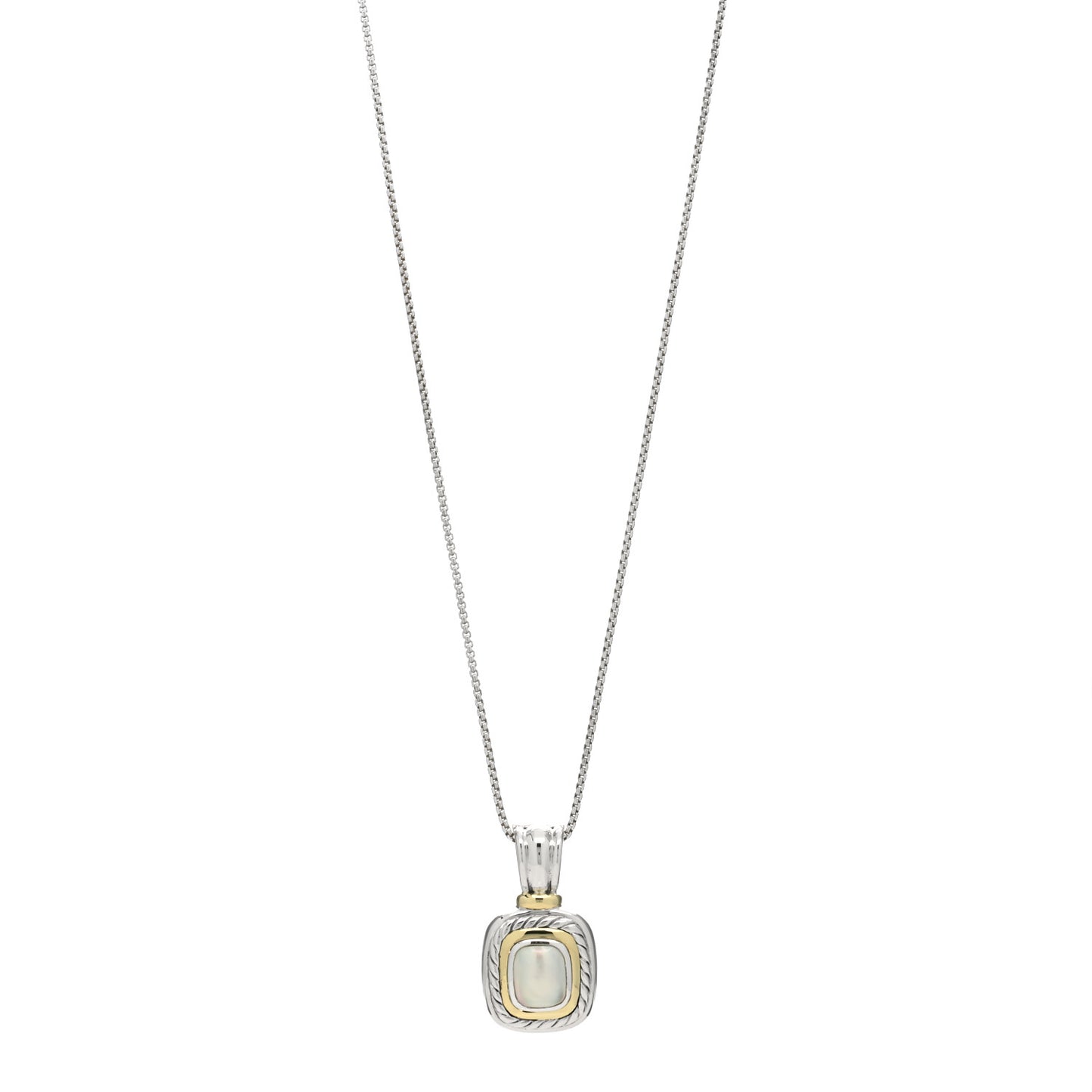 Sterling Silver 14K Yellow Gold Pearl 10mm Albion Enhancer Pendant Necklace