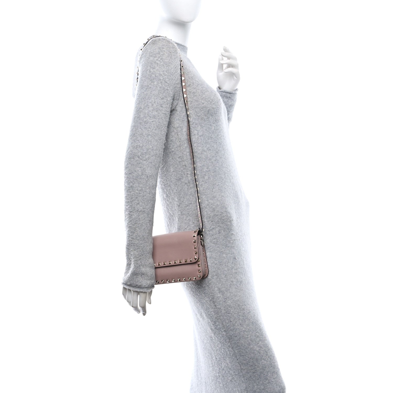 Valentino Garavani Vitello Rockstud Flap Crossbody Bag Water Rose 2 of 9