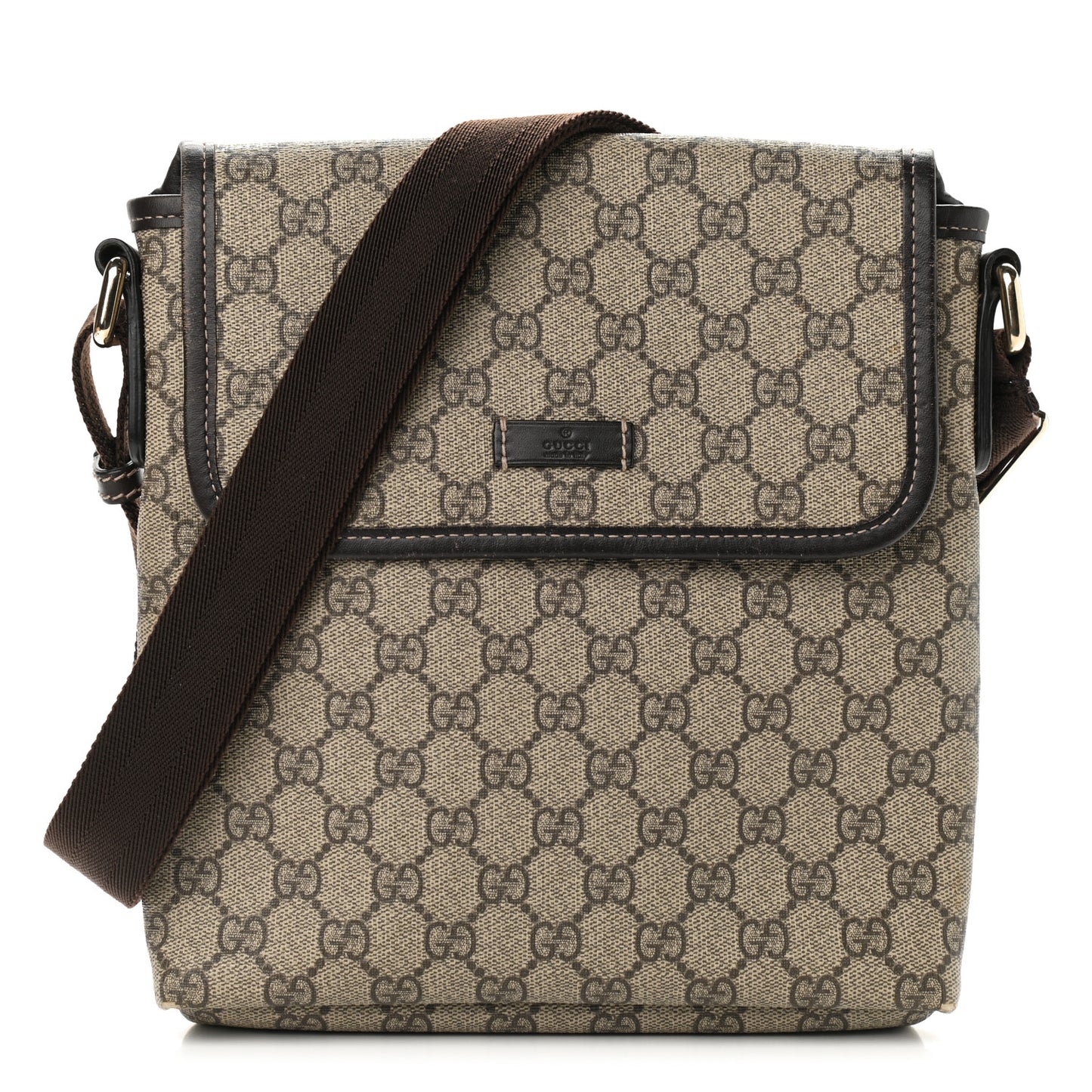 GG Plus Monogram Small Flap Messenger Bag Beige Dark Brown