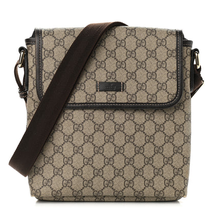 Gucci GG Plus Monogram Small Flap Messenger Bag Beige Dark Brown 1 of 14