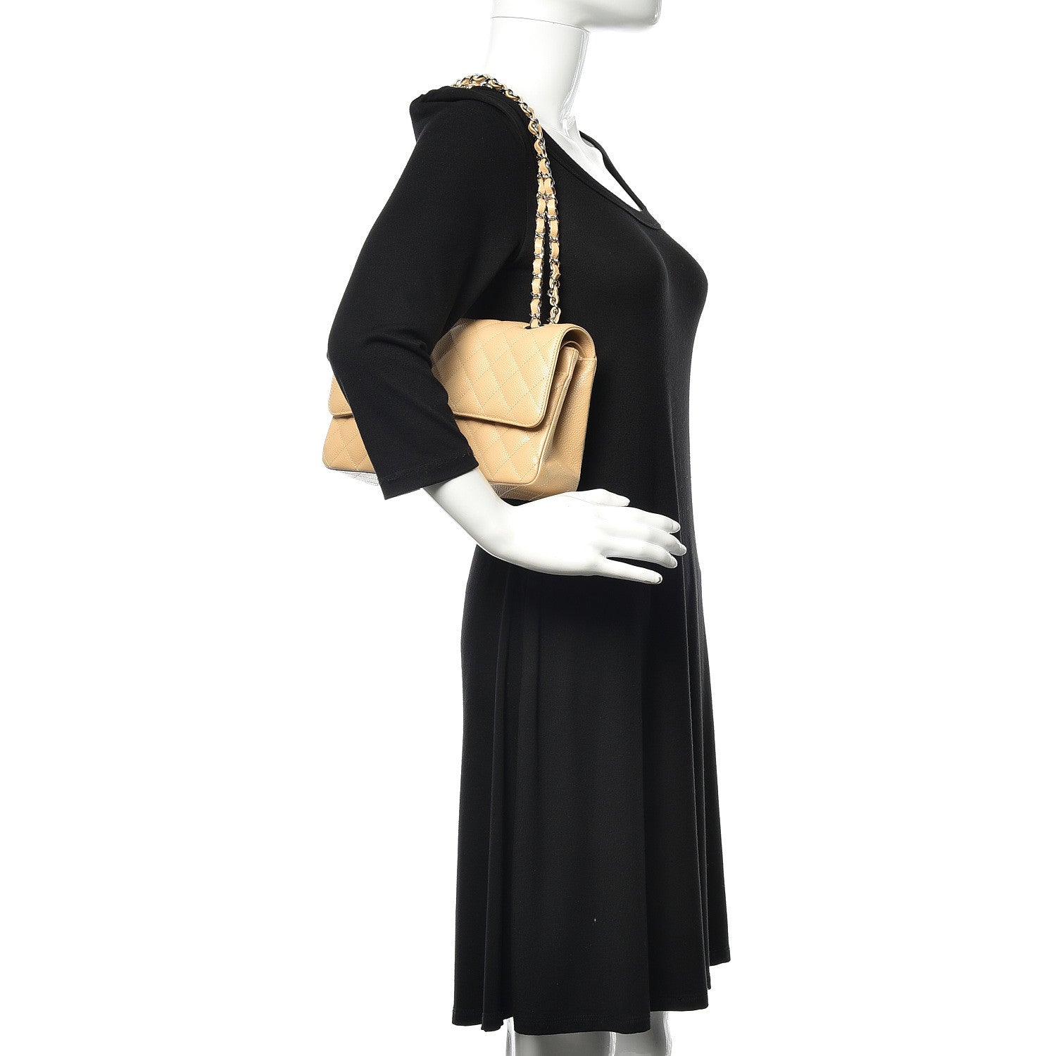 Chanel Caviar Quilted Medium Double Flap Beige 2 of 11