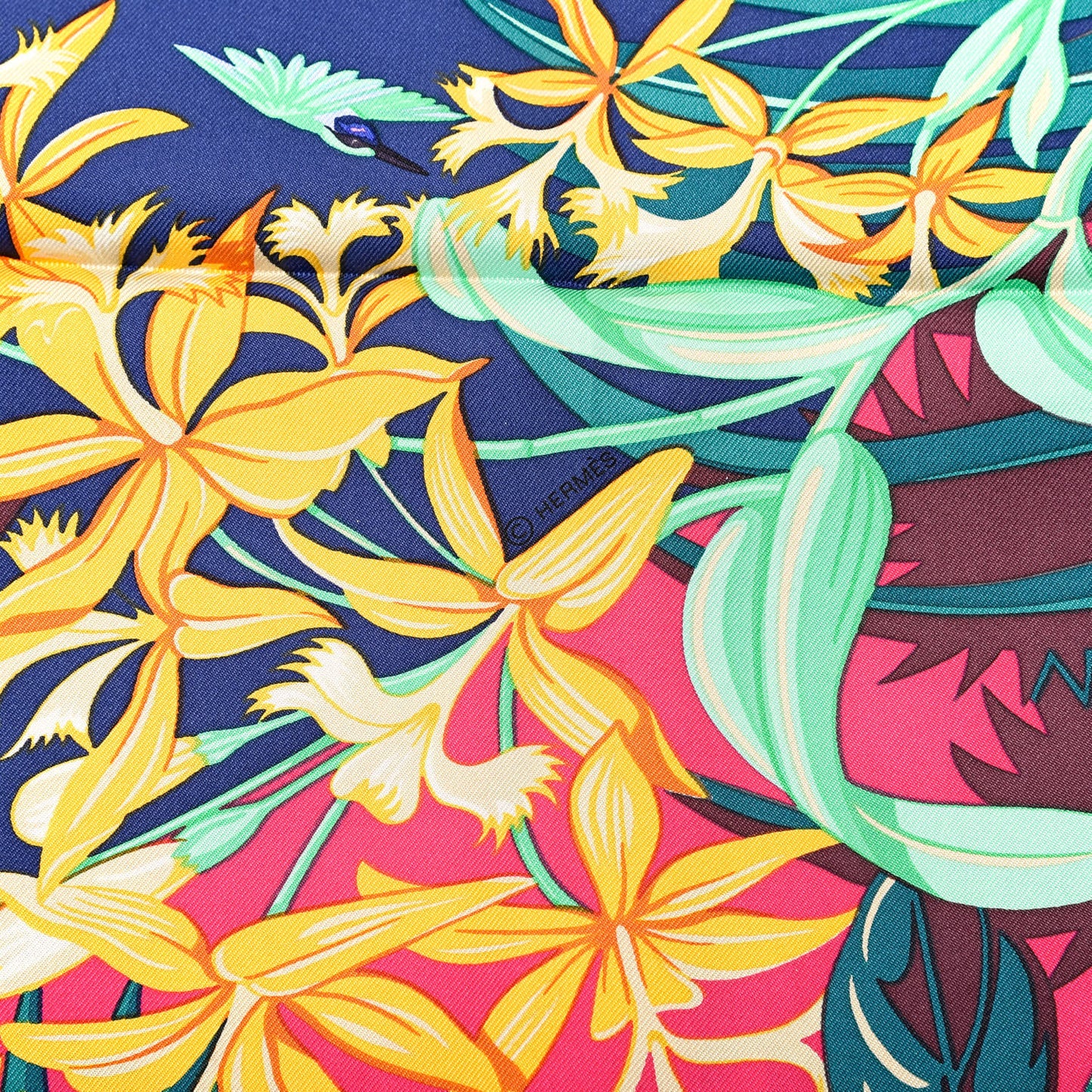 Silk Tatouage Flamingo Party Scarf 90