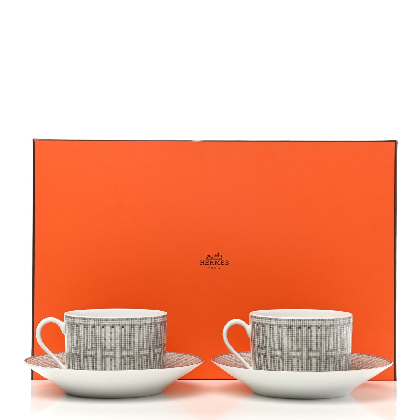 Porcelain Mosaique Au 24 Breakfast Cup And Saucer Set Of 2 Platine