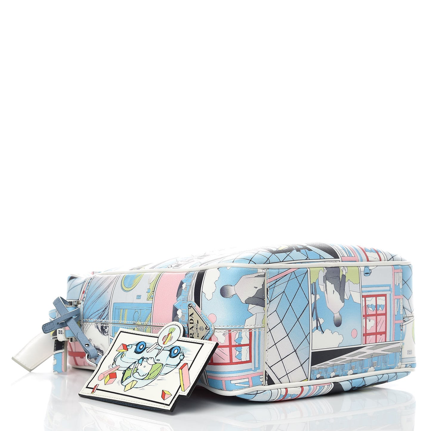X JAMES JEAN Vitello Comics Flat Messenger Bag Azzurro