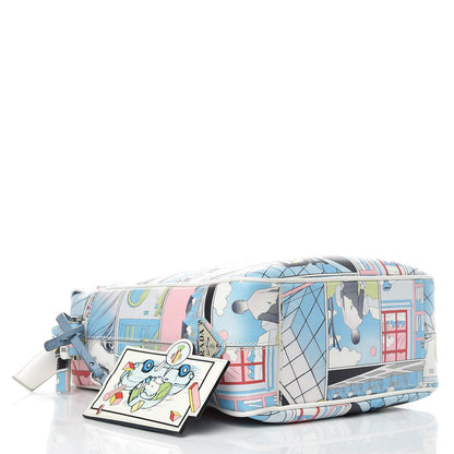 Prada X JAMES JEAN Vitello Comics Flat Messenger Bag Azzurro 3 of 11