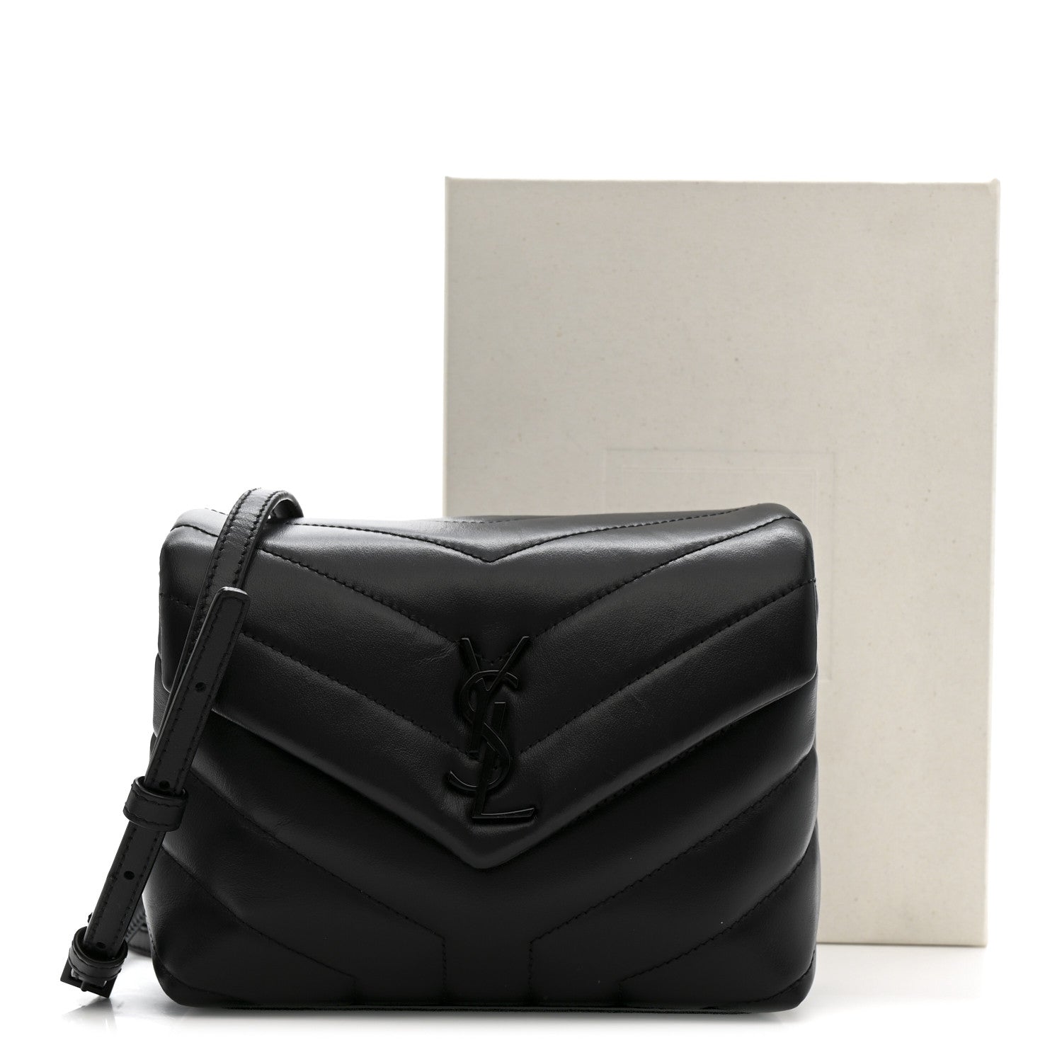 Saint Laurent Calfskin Y Quilted Monogram Monochrome Toy Loulou Crossbody Bag Black 12 of 12