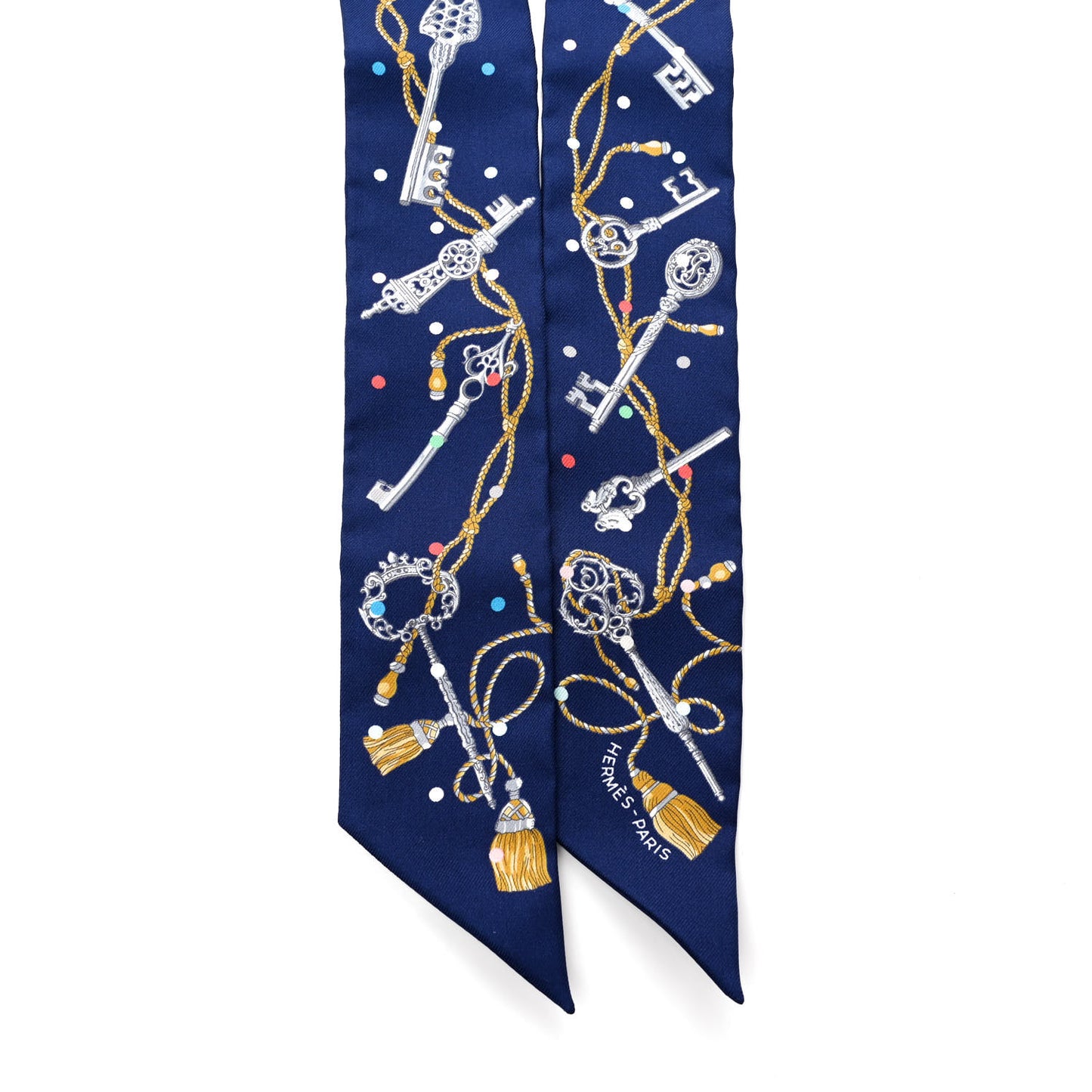 Silk Les Cles A Pois Twilly Marine Gris Argent