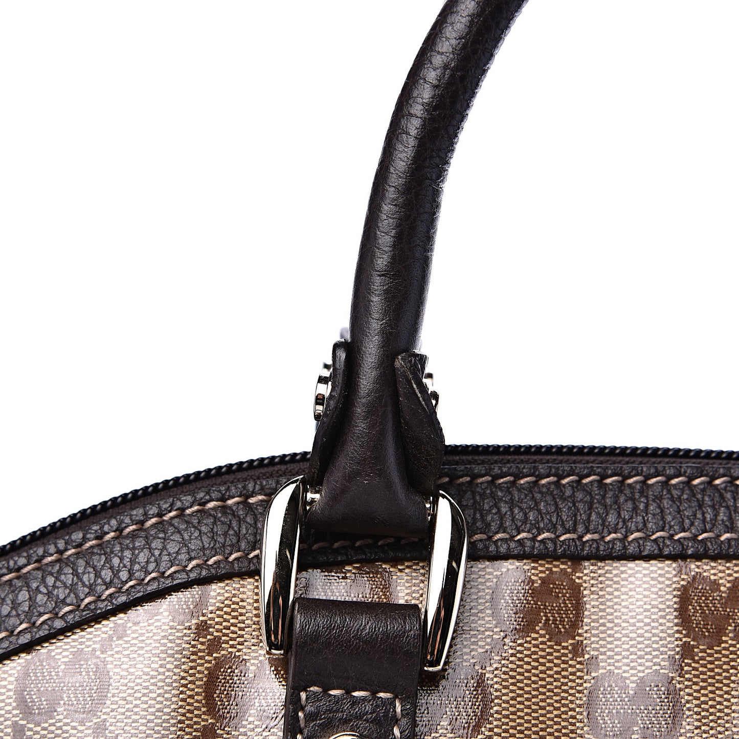 Crystal Monogram Medium GG Charm Dome Satchel Dark Brown