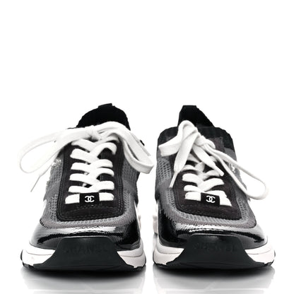 Chanel Mesh Suede Fabric Womens CC Sneakers 39 Grey White Black 2 of 8