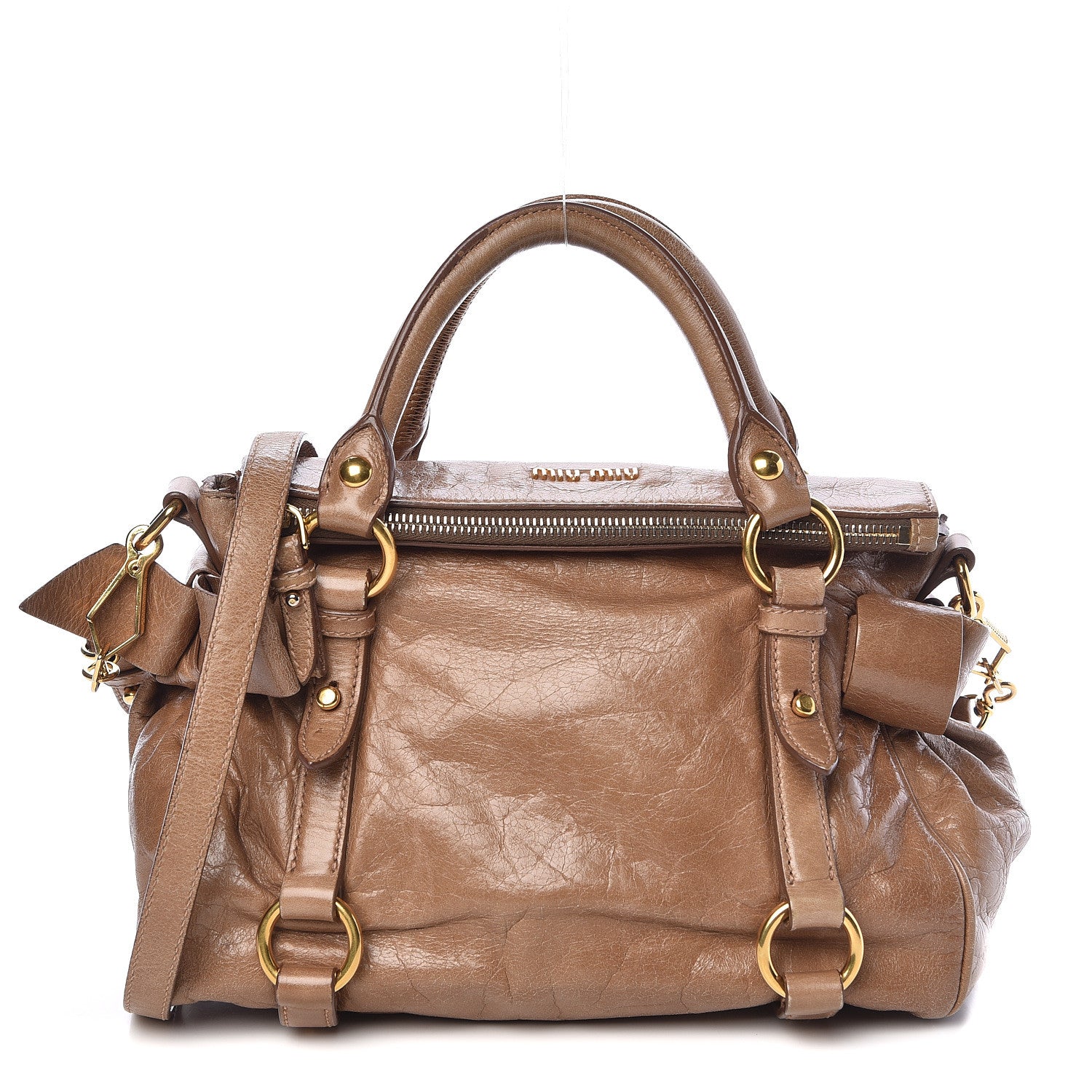 Miu Miu Vitello Lux Mini Bow Bag Brown 1 of 18