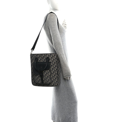 Christian Dior Oblique Saddle Tote Beige Black 2 of 10