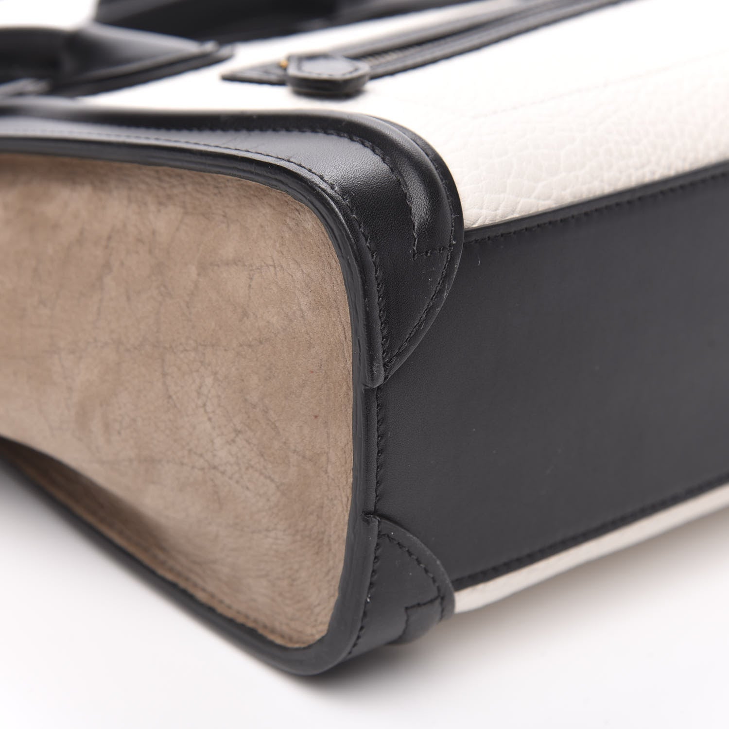 Celine Bullhide Calfskin Suede Nano Tri-Color Luggage White 8 of 11