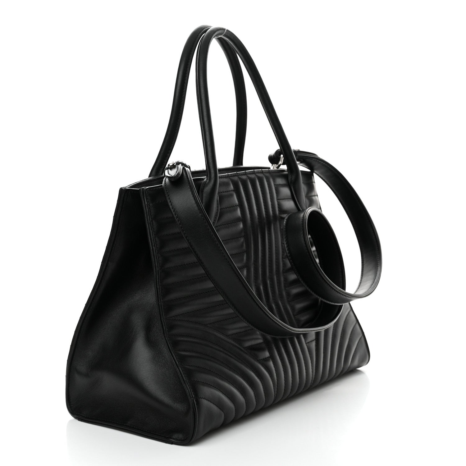 Prada Soft Calfskin Impunture Diagramme Tote Black 3 of 11