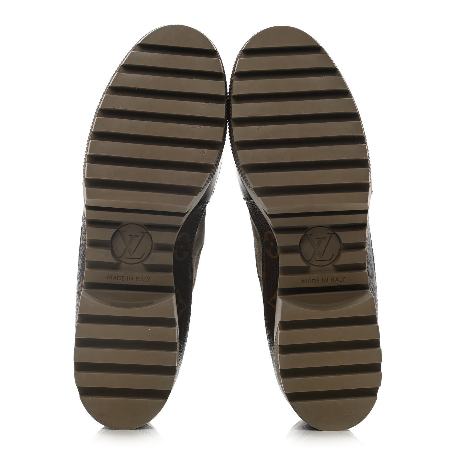 Suede Calfskin Monogram Laureate Platform Desert Boots 39.5 Taupe