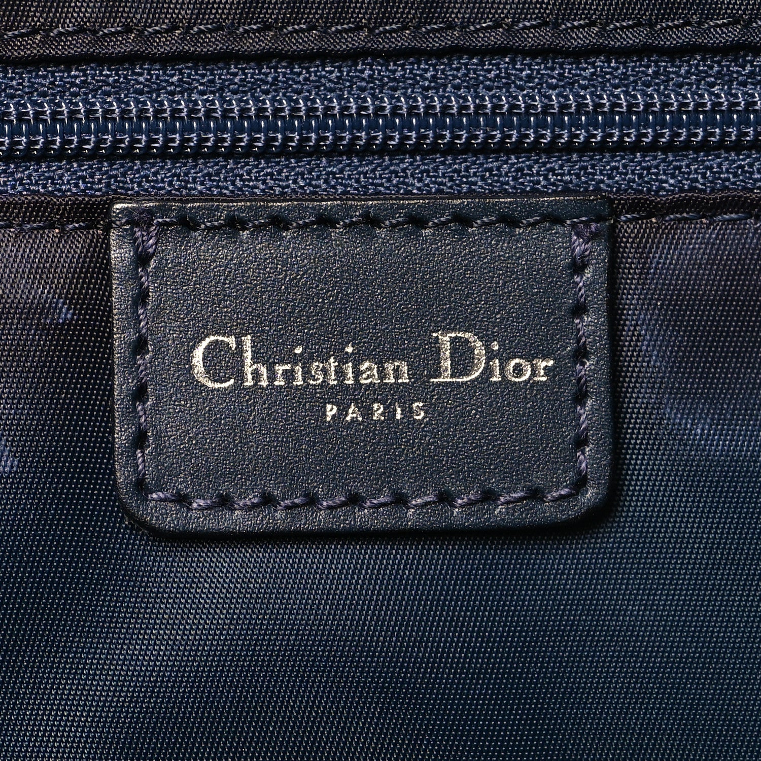 Christian Dior Denim Calfskin Monogram Tote Navy Blue 6 of 11