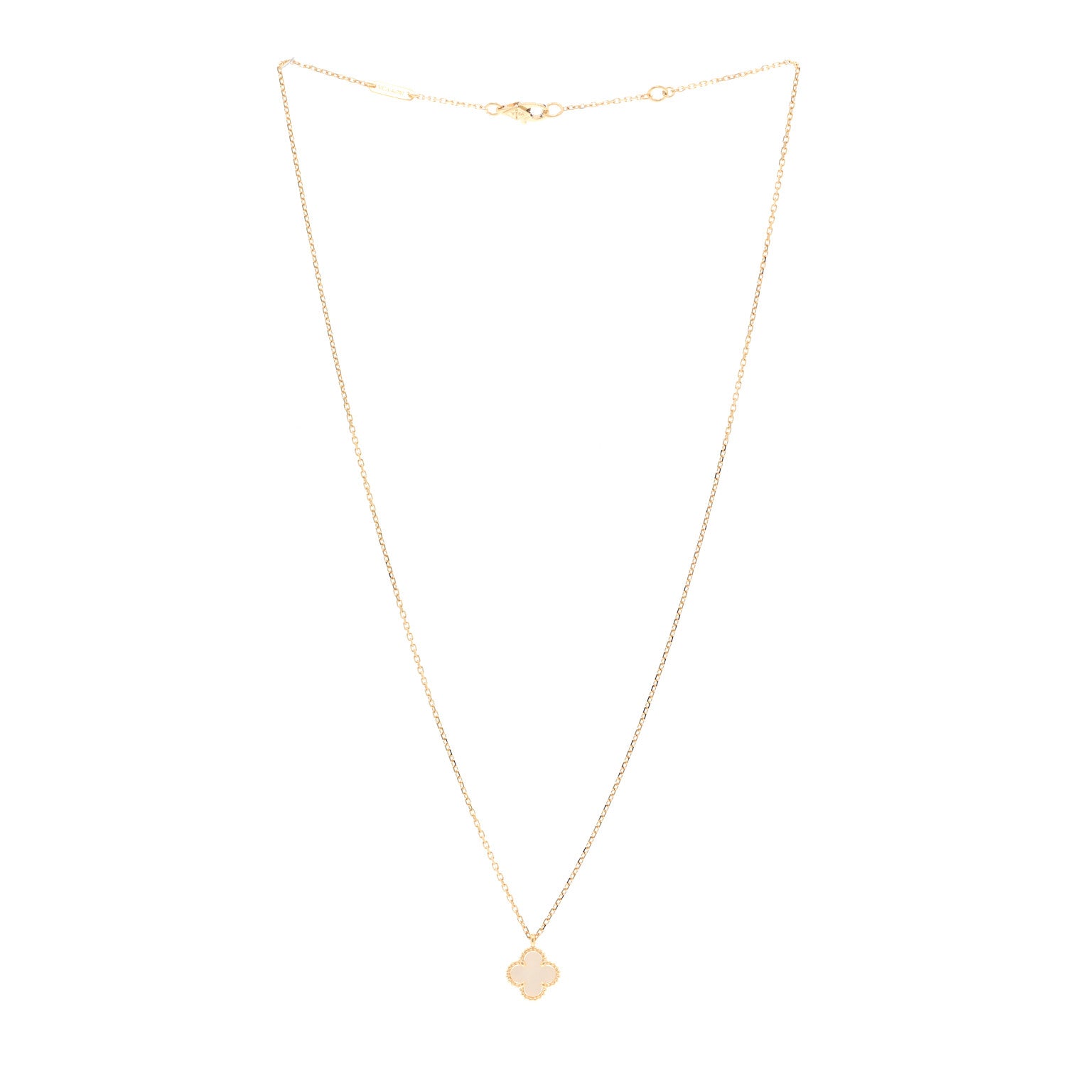 Van Cleef & Arpels 18K Yellow Gold Mother of Pearl Sweet Alhambra Pendant Necklace 3 of 5