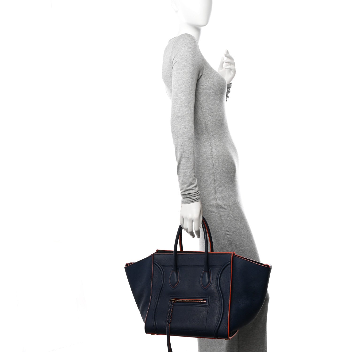 Celine Supple Calfskin Large Phantom Luggage Navy Blue Orange 2 of 13