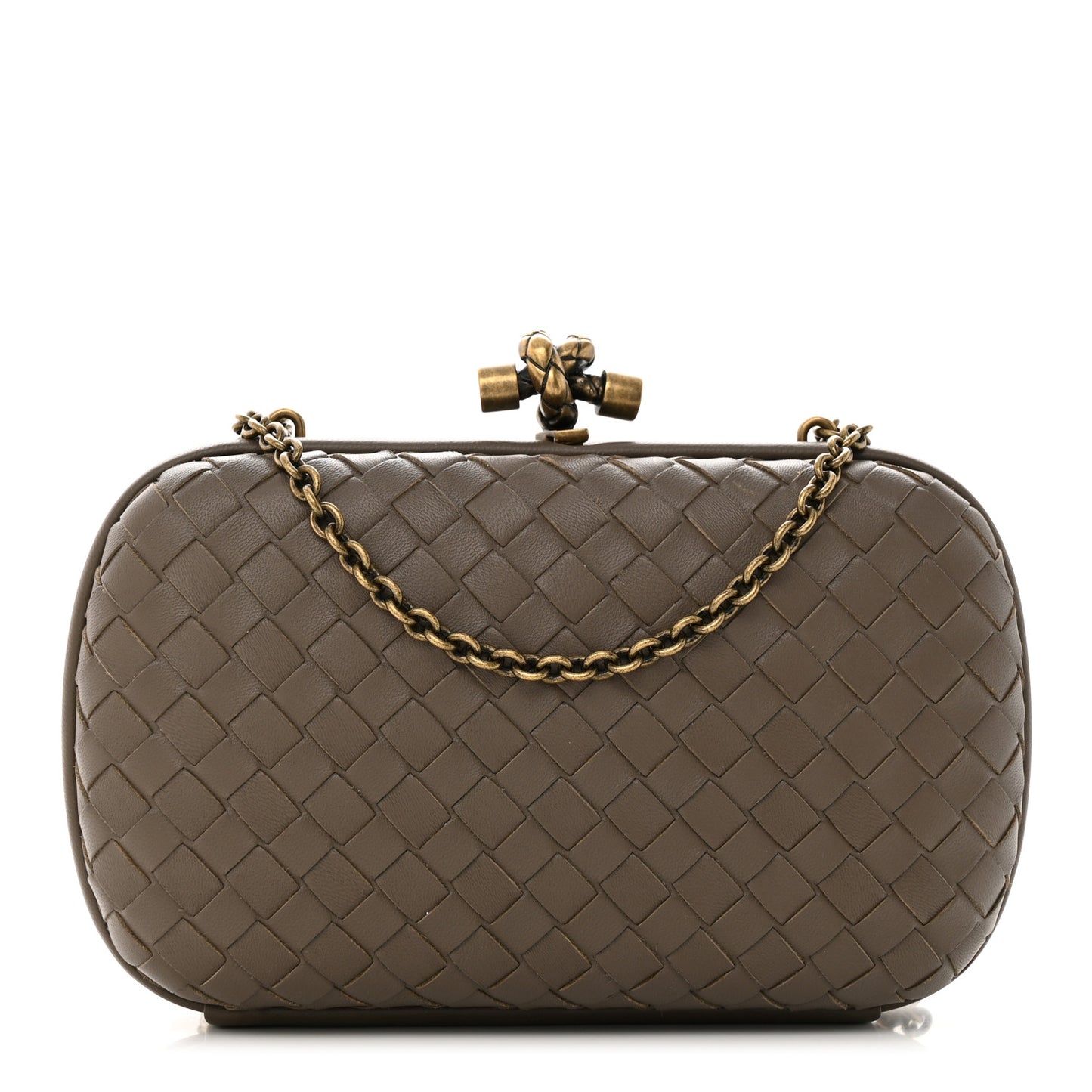 Nappa Intrecciato Chain Knot Clutch Steel