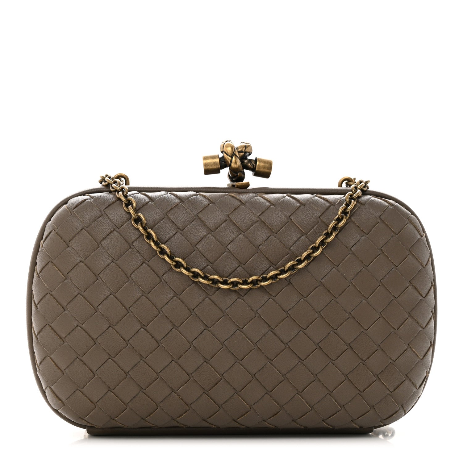 Bottega Veneta Nappa Intrecciato Chain Knot Clutch Steel 1 of 13