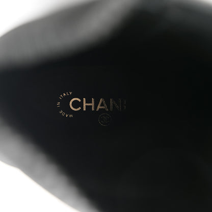 Chanel Calfskin Knit Lace Up Combat Boots 36 Black 7 of 7