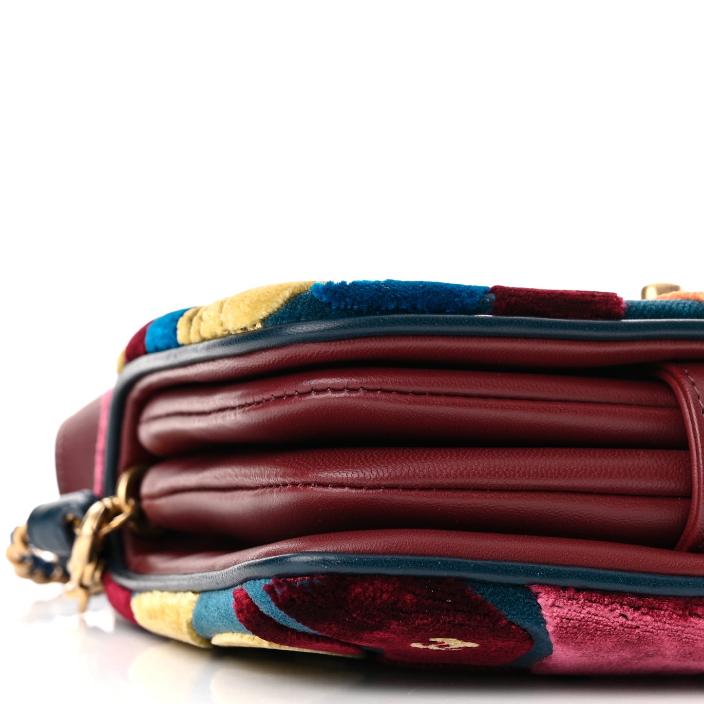 Velvet Lambskin Mini Camellia Flap Black Burgundy