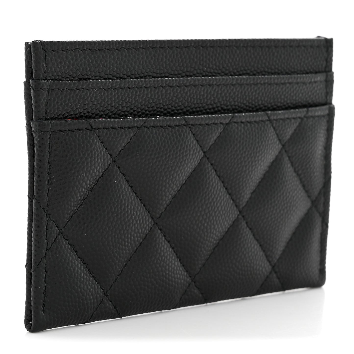 Caviar Quilted Hammered CC Card Holder Black