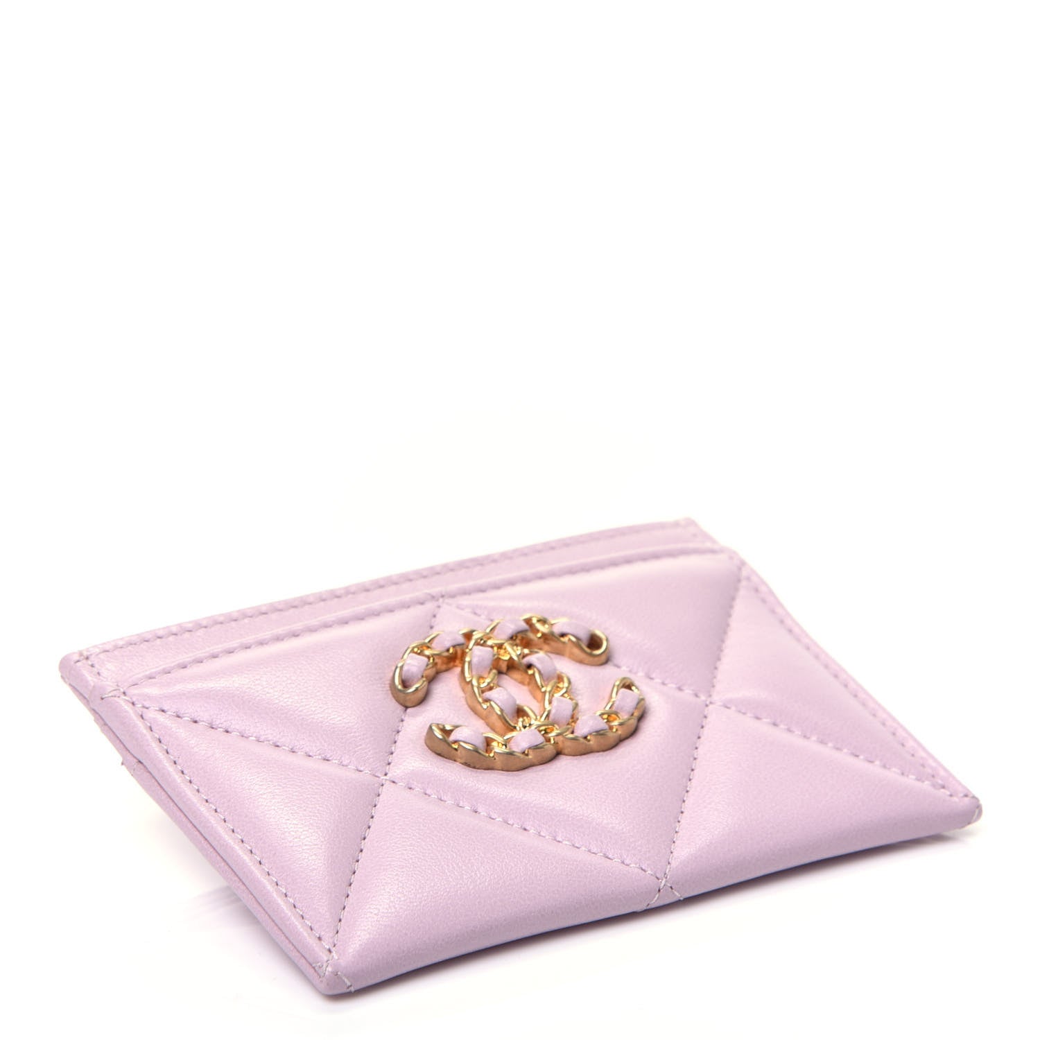 Chanel Lambskin Quilted Chanel 19 Card Holder Light Pink 4 of 9