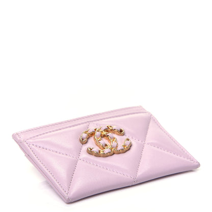 Chanel Lambskin Quilted Chanel 19 Card Holder Light Pink 4 of 9