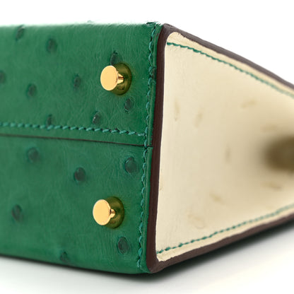 Hermes Ostrich Horseshoe Mini Kelly Sellier 20 Vert Vertigo Nata 10 of 11