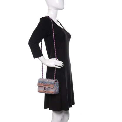 Chanel Tweed Quilted Mini Rectangular Flap Blue Pink Orange 2 of 11