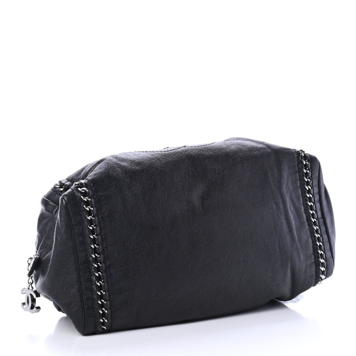 Goatskin Medium Luxe Ligne Bowler Black