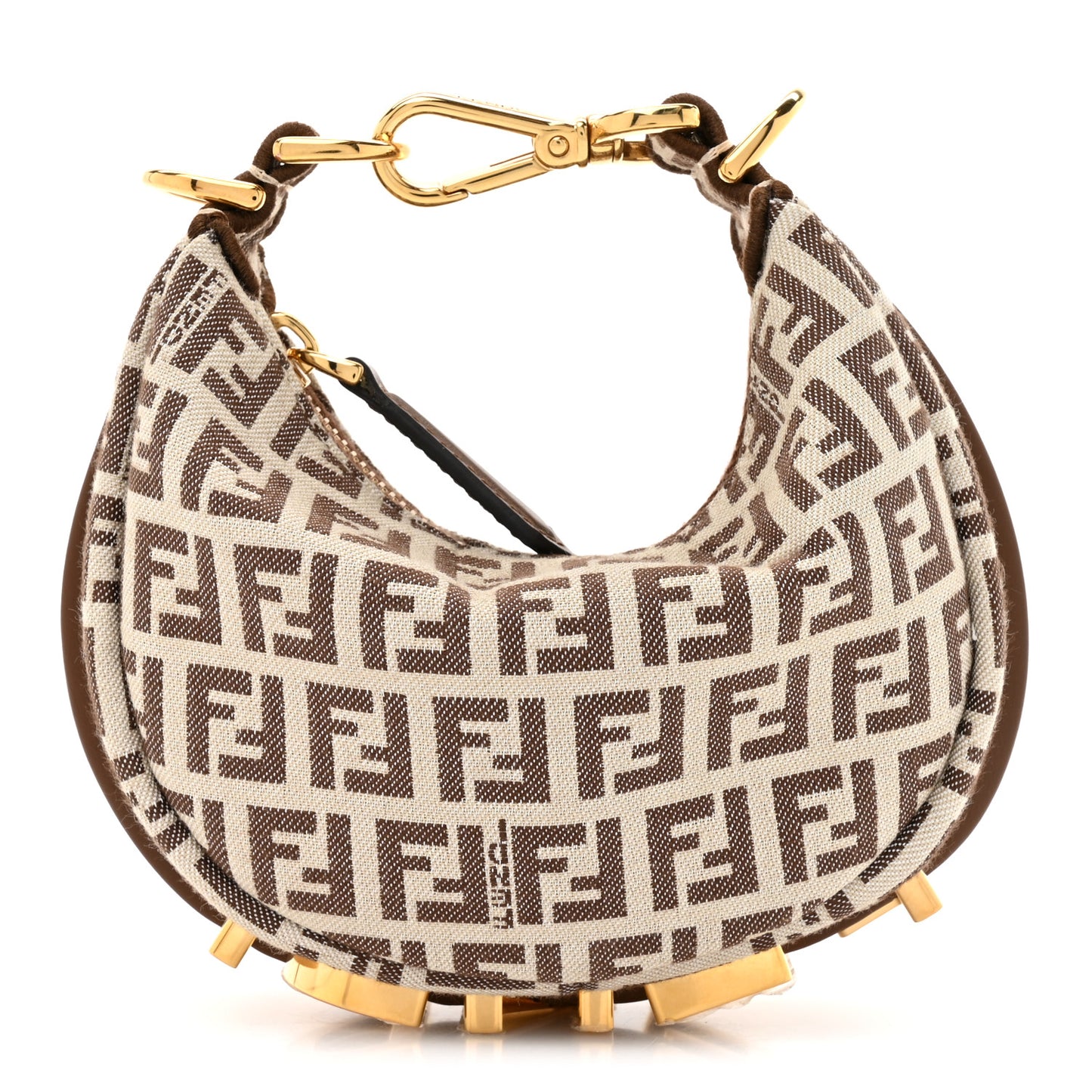 Fabric Jacquard FF 1974 Nano Fendigraphy Hobo Charm Beige