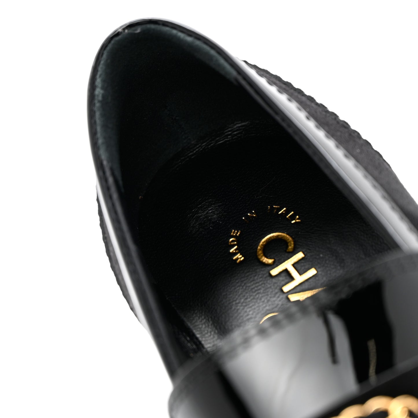 Patent Calfskin Suede Kidskin CC Mocassin Loafers 37 Black