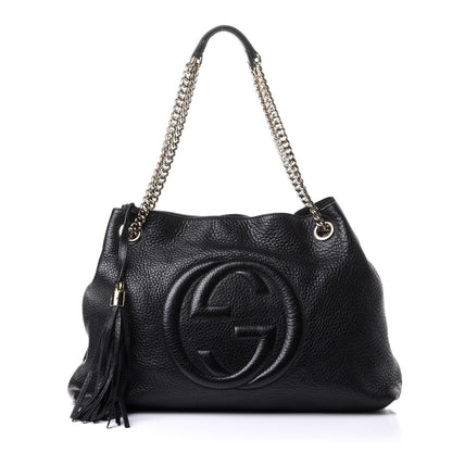 Gucci Pebbled Calfskin Medium Soho Chain Shoulder Bag Black 1 of 14