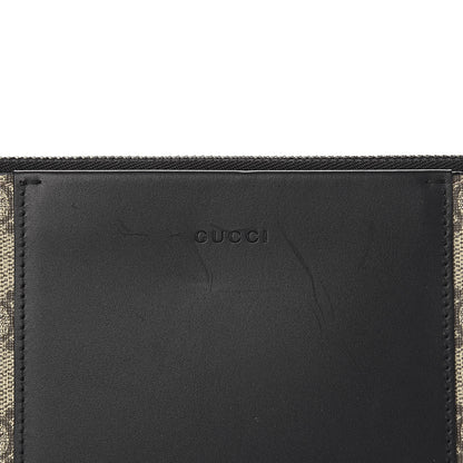 Gucci GG Supreme Monogram Zip Wristlet Pouch Beige Black 9 of 10