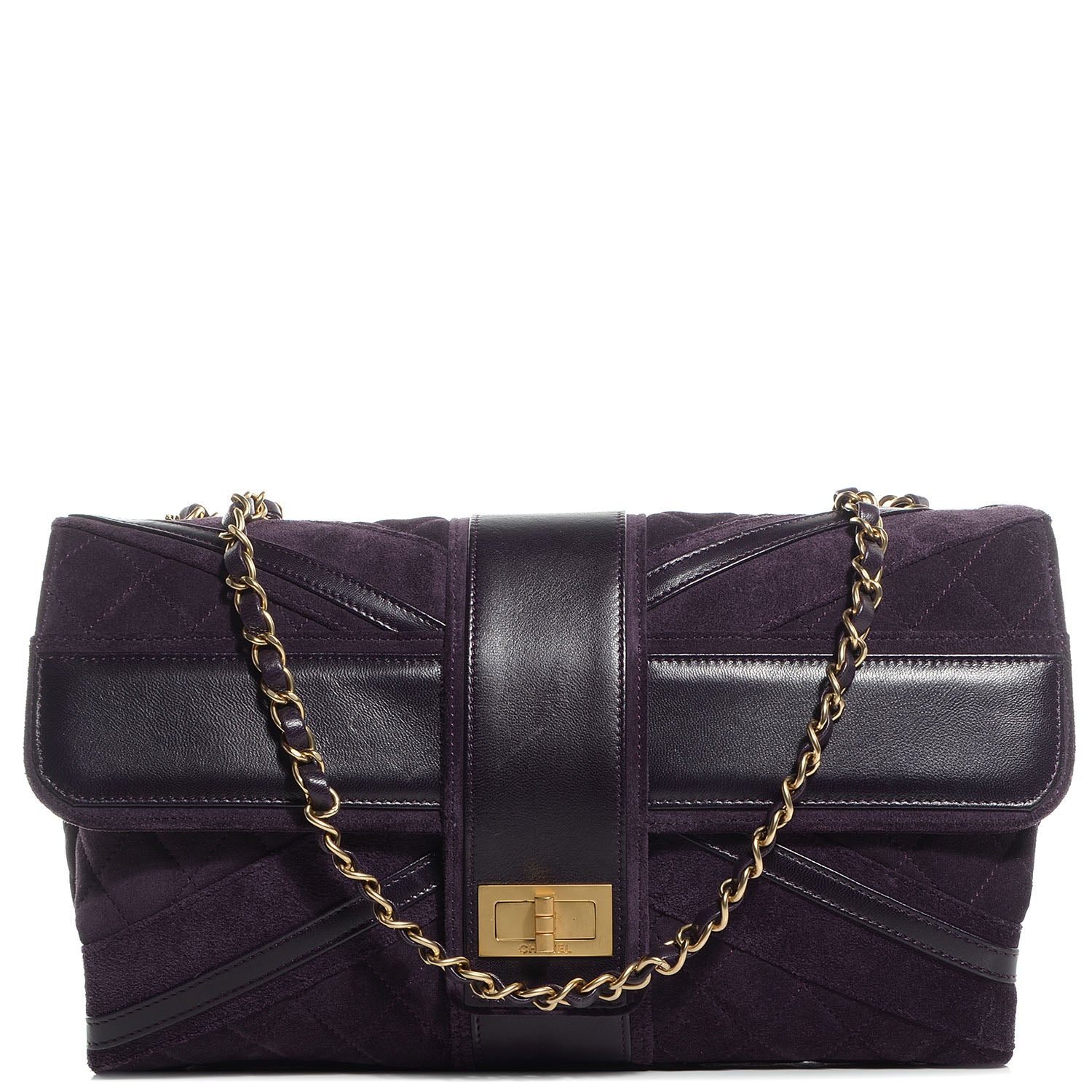 Chanel Suede Union Jack Jumbo Mademoiselle Flap Purple 1 of 9