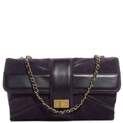 Chanel Suede Union Jack Jumbo Mademoiselle Flap Purple 1 of 9