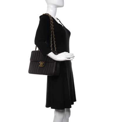 Chanel Caviar Vertical Quilted Jumbo Single Flap Brown 2 of 11