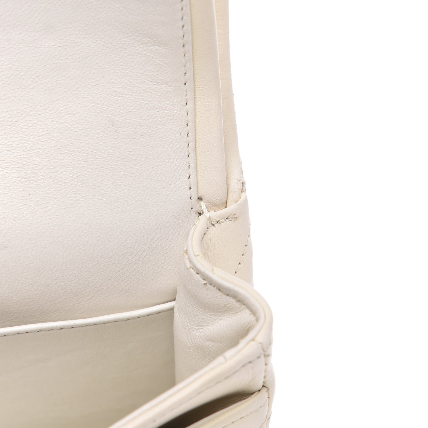 Lambskin Quilted Small Double Flap White