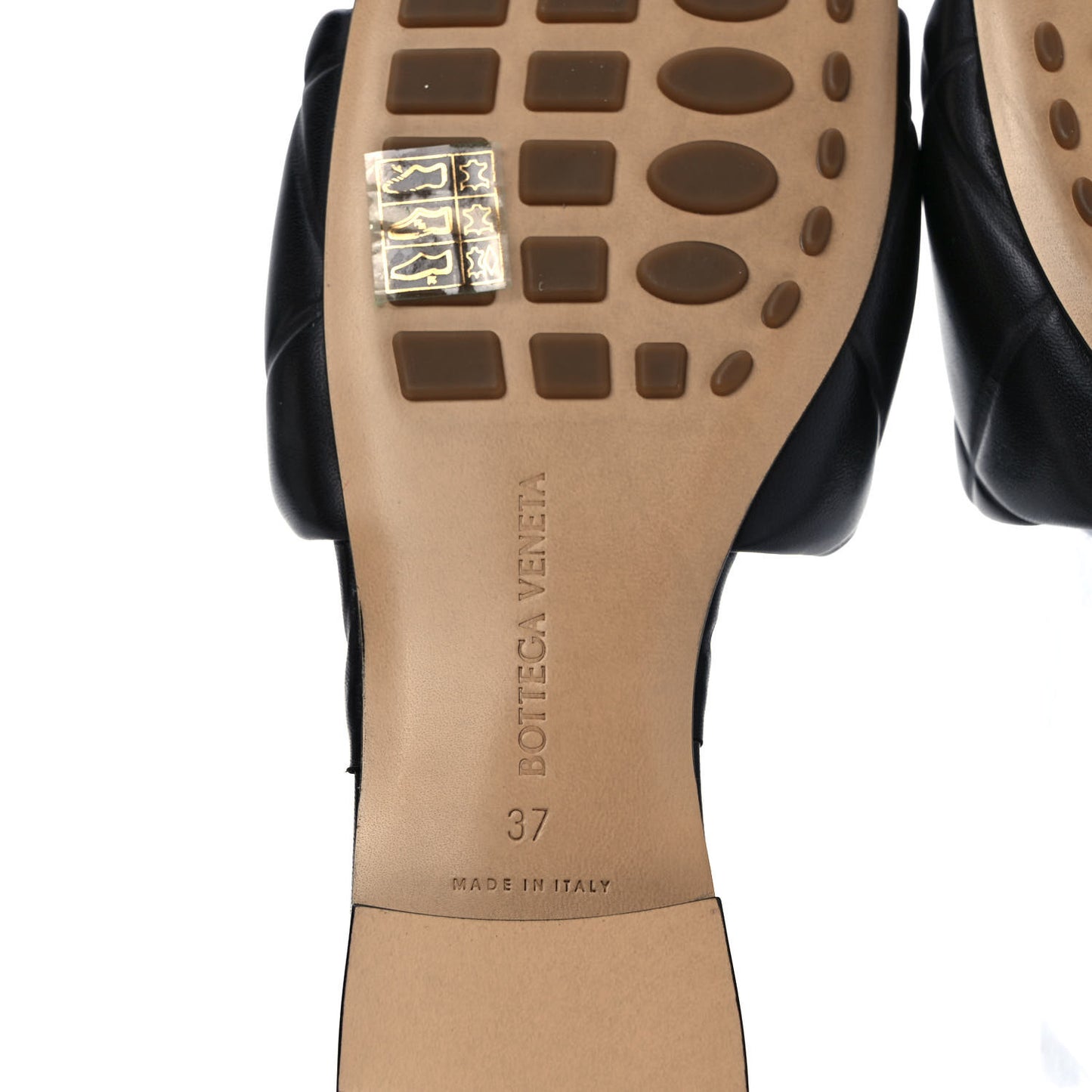 Nappa Quilted Rubber Lido Flat Sandals 37 Black