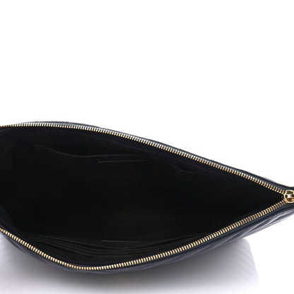Saint Laurent Calfskin Matelasse Chevron Monogram Document Holder Marine 4 of 6